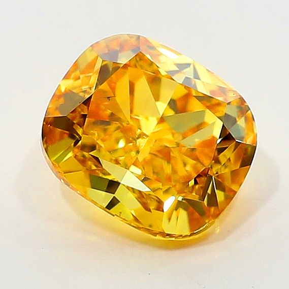 Diament Naturalny 0.70ct Cushion Modified (Fancy Vivid Yellow Orange, Czystość SI1, Cięcie GD, Certyfikat GIA)