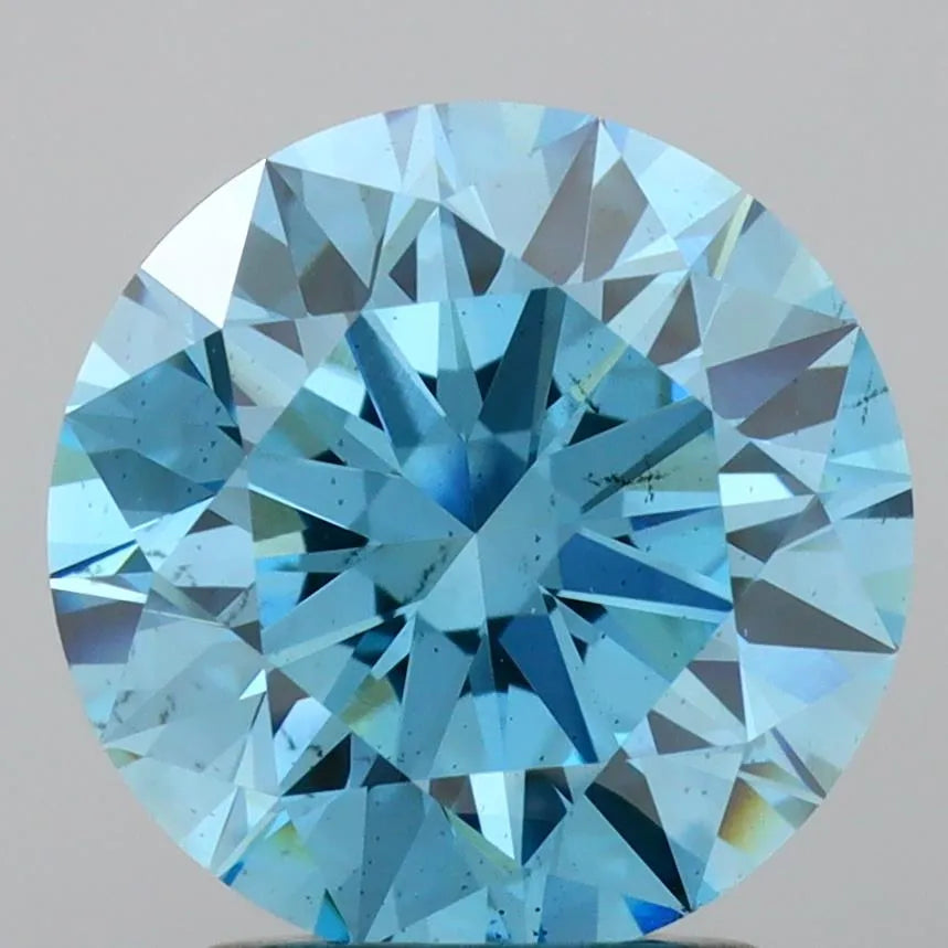 2.21ct Round Lab Grown Diamond (Colour Fancy Vivid Blue, Clarity SI1, Cut ID, IGI Certified)