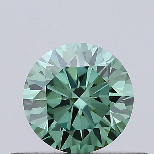 0.38ct Round Lab Grown Diamond (Colour Fancy Vivid Green, Clarity VVS2, Cut VG, IGI Certified)