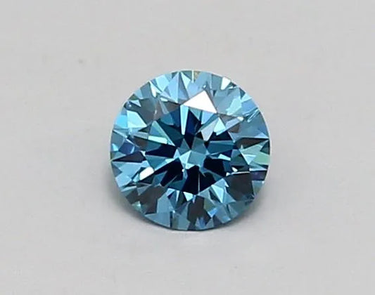 0.39ct Round Lab Grown Diamond (Colour Fancy Vivid Blue, Clarity VVS2, Cut ID, IGI Certified)