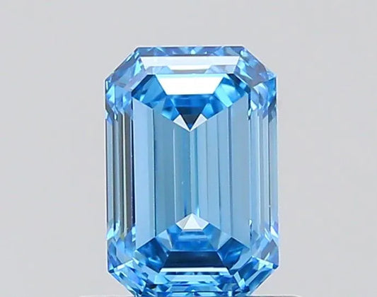 0.71ct Emerald Lab Grown Diamond (Colour Fancy Vivid Blue, Clarity VVS1, IGI Certified)