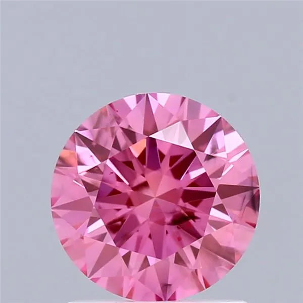 0.91ct Round Lab Grown Diamond (Colour Fancy Vivid Pink, Clarity SI1, Cut EX, IGI Certified)