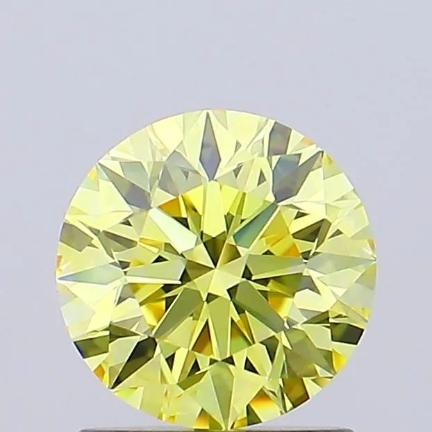 1.00ct Round Lab Grown Diamond (Colour Fancy Vivid Yellow, Clarity VVS2, Cut EX, IGI Certified)