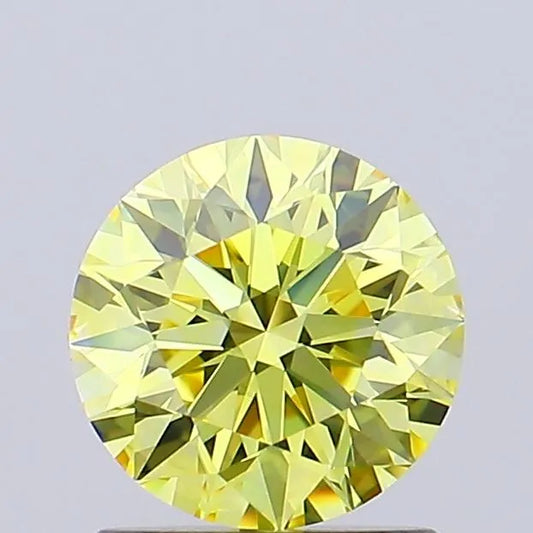 1.00ct Round Lab Grown Diamond (Colour Fancy Vivid Yellow, Clarity VVS2, Cut EX, IGI Certified)