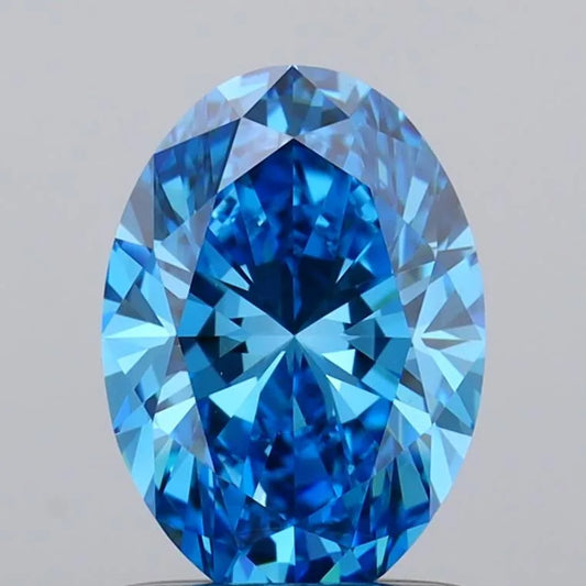 1.02ct Oval Lab Grown Diamond (Colour Fancy Vivid Blue, Clarity VVS1, IGI Certified)