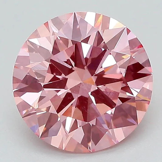 2.60ct Round Lab Grown Diamond (Colour Fancy Vivid Pink, Clarity VVS2, Cut ID, IGI Certified)