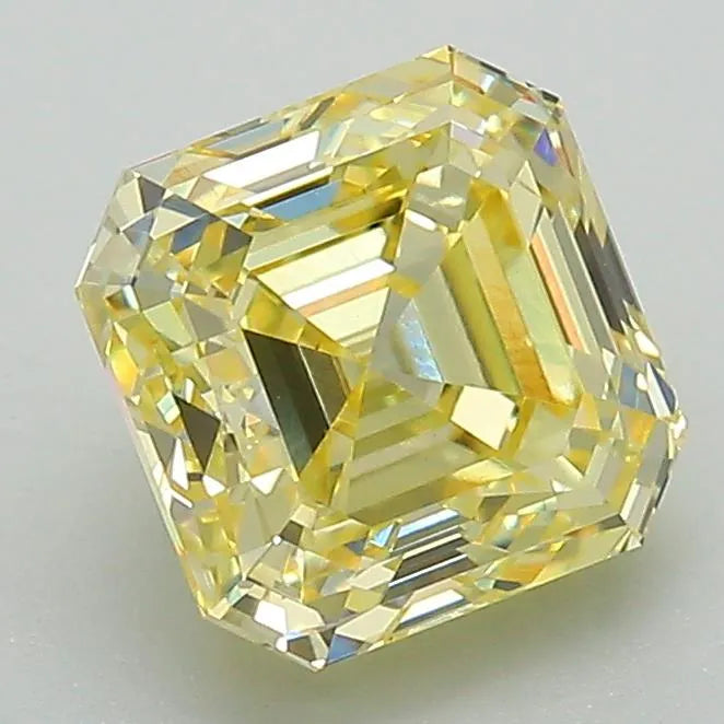 2.19ct Kwadratowy Diament Hodowany w Laboratorium Kształt Emerald Kolor Fancy Intense Yellow Czystosc VVS2 Certyfikat IGI