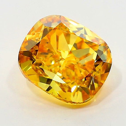 Diament Naturalny 0.70ct Cushion Modified (Fancy Vivid Yellow Orange, Czystość SI1, Cięcie GD, Certyfikat GIA)