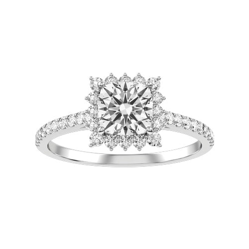 Cushion Natural Diamond Bridal Ring — down