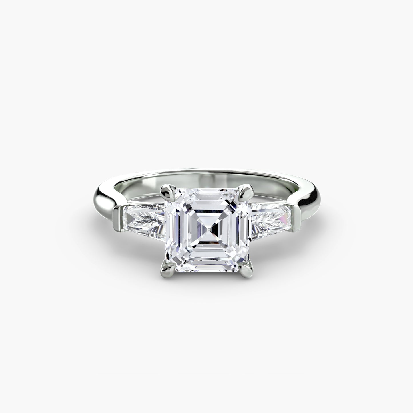 Pierścionek zaręczynowy Three-Stone Ring (Baguette Side Stones) - oprawa