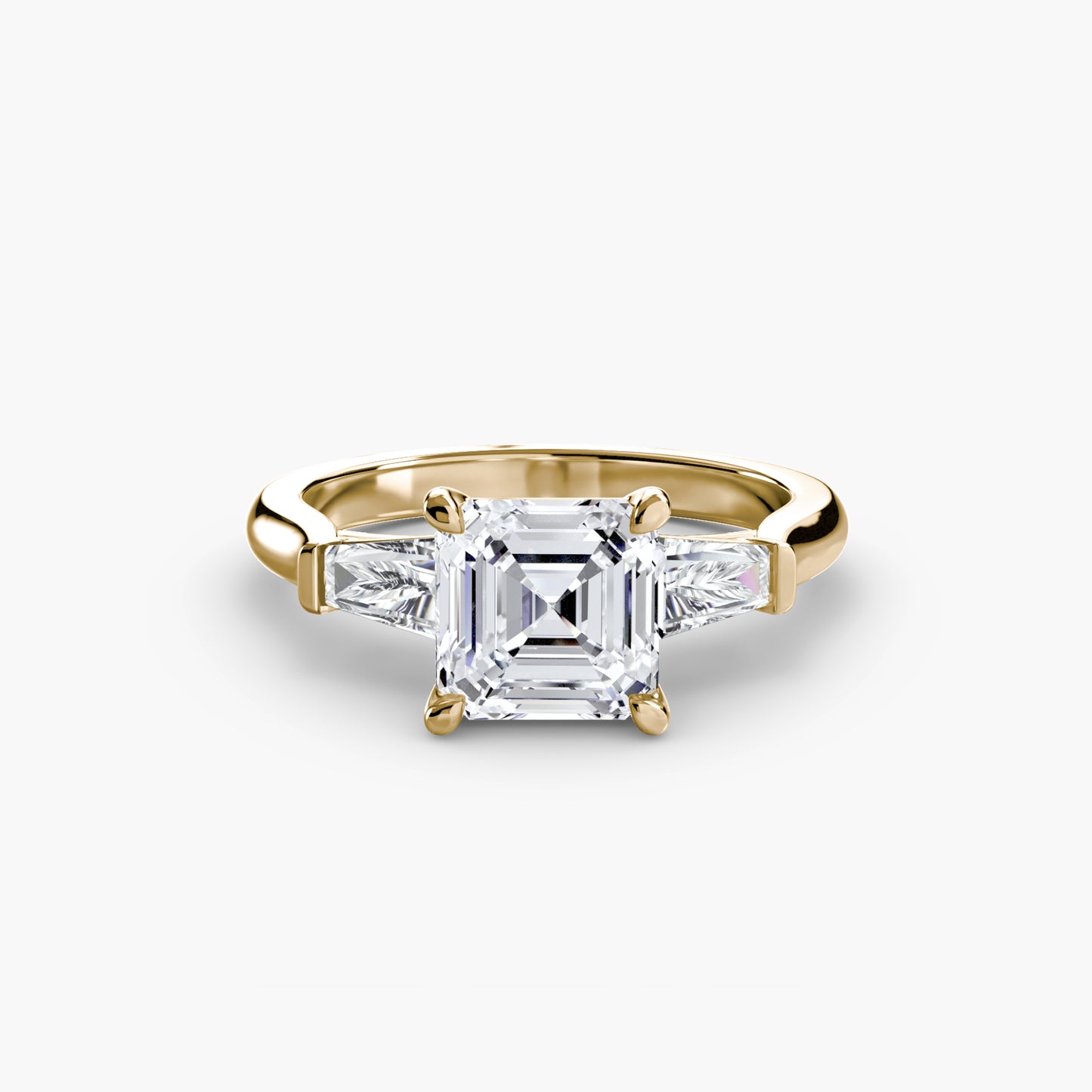 Pierścionek zaręczynowy Three-Stone Ring (Baguette Side Stones) - oprawa
