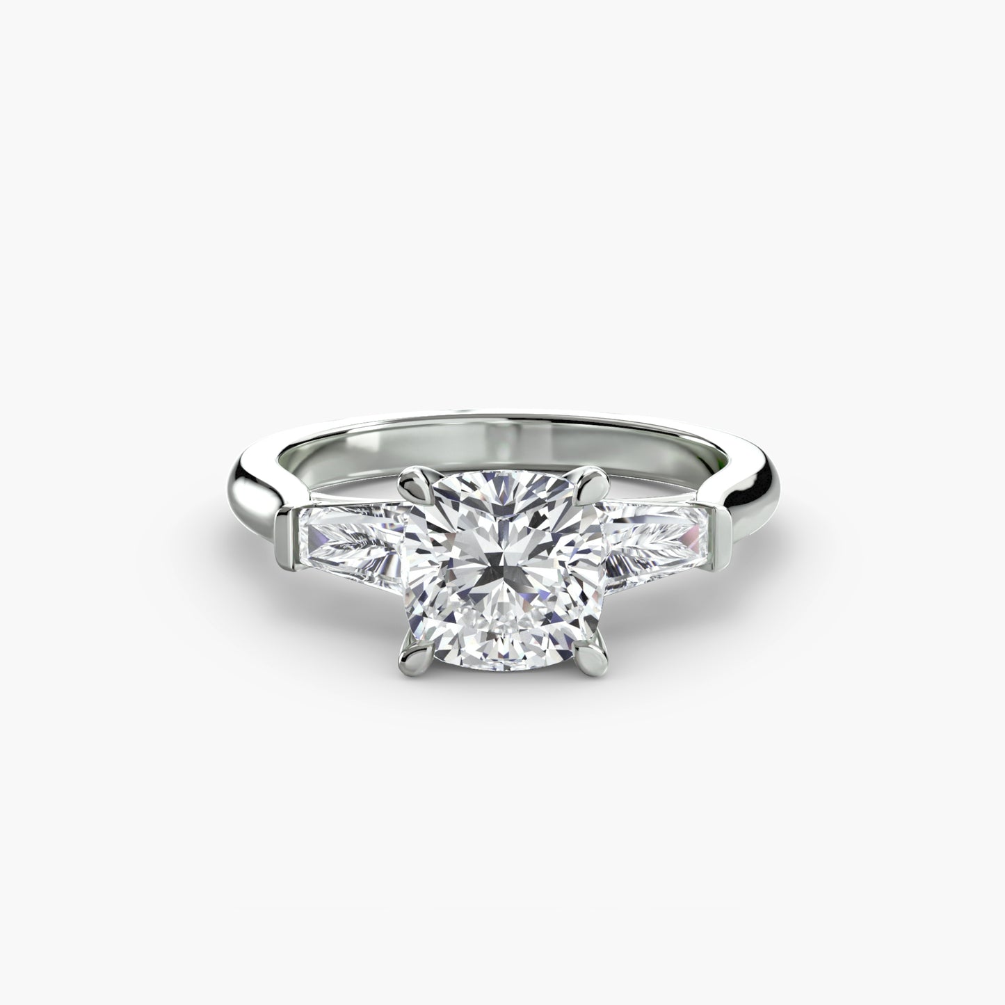 Pierścionek zaręczynowy Three-Stone Ring (Baguette Side Stones) - oprawa