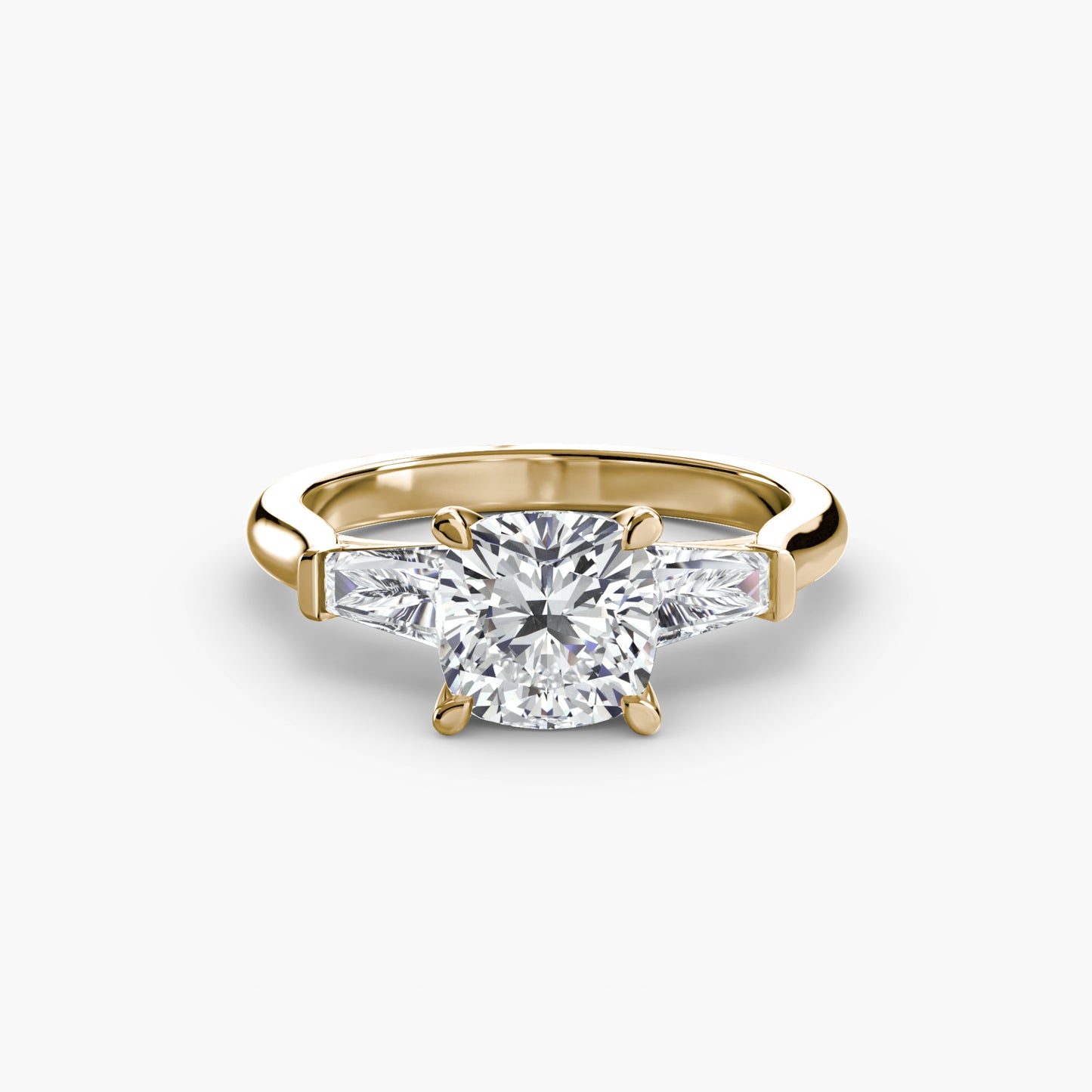 Pierścionek zaręczynowy Three-Stone Ring (Baguette Side Stones) - oprawa