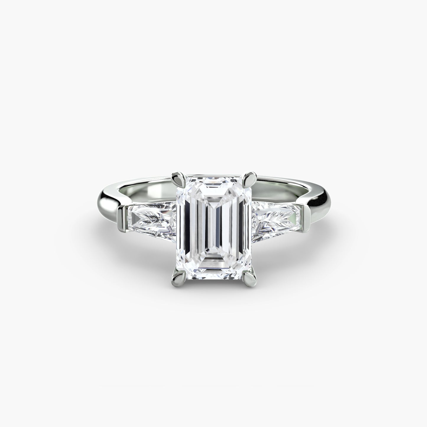 Pierścionek zaręczynowy Three-Stone Ring (Baguette Side Stones) - oprawa