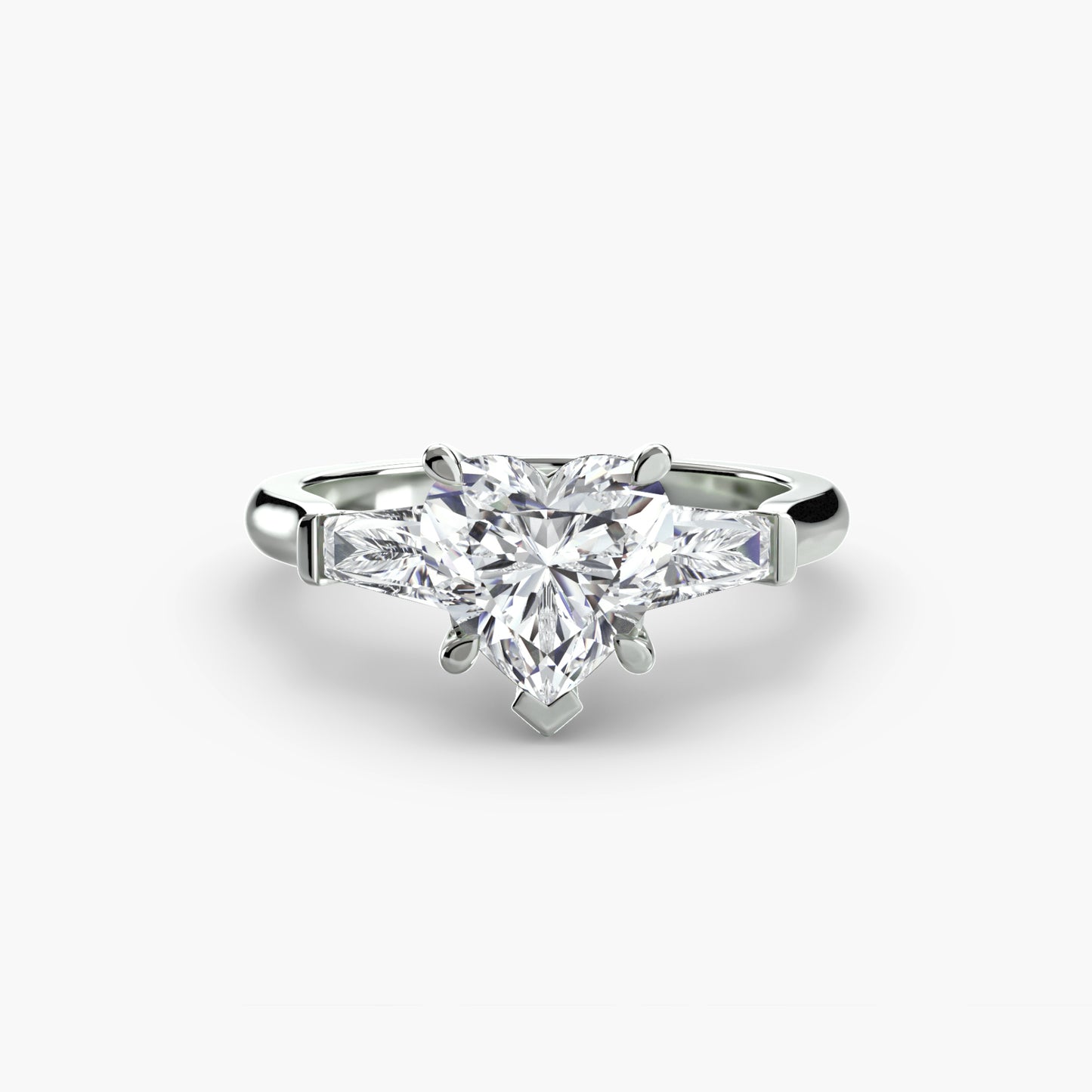 Pierścionek zaręczynowy Three-Stone Ring (Baguette Side Stones) - oprawa