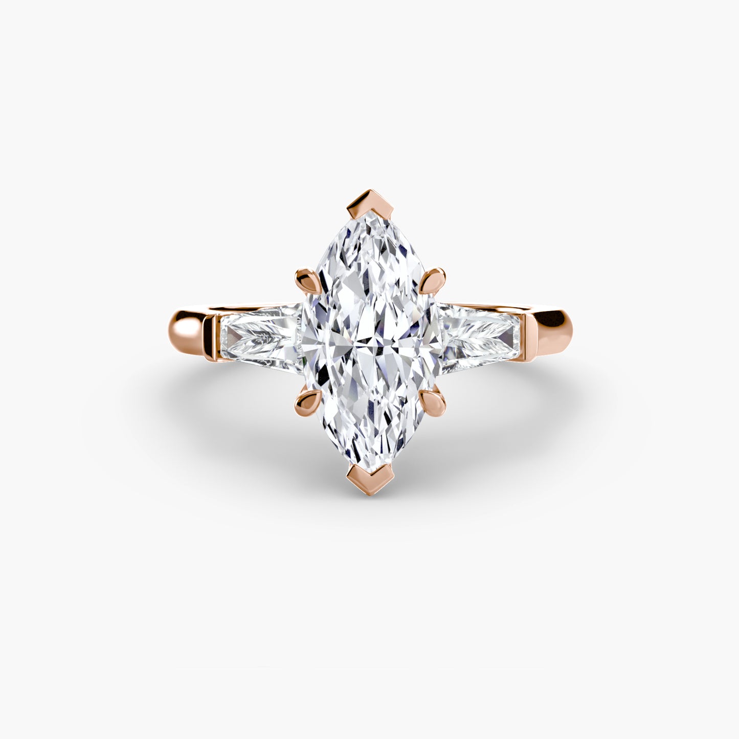 Pierścionek zaręczynowy Three-Stone Ring (Baguette Side Stones) - oprawa