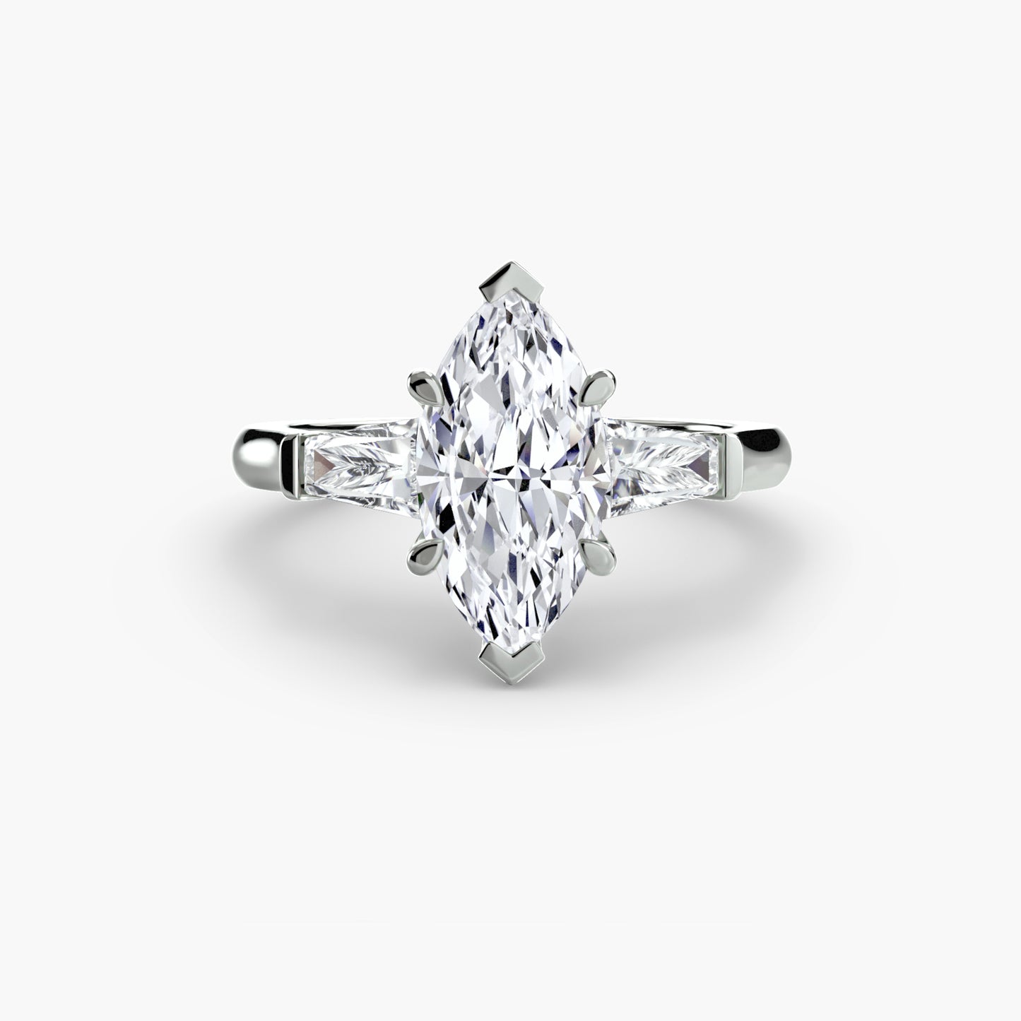 Pierścionek zaręczynowy Three-Stone Ring (Baguette Side Stones) - oprawa
