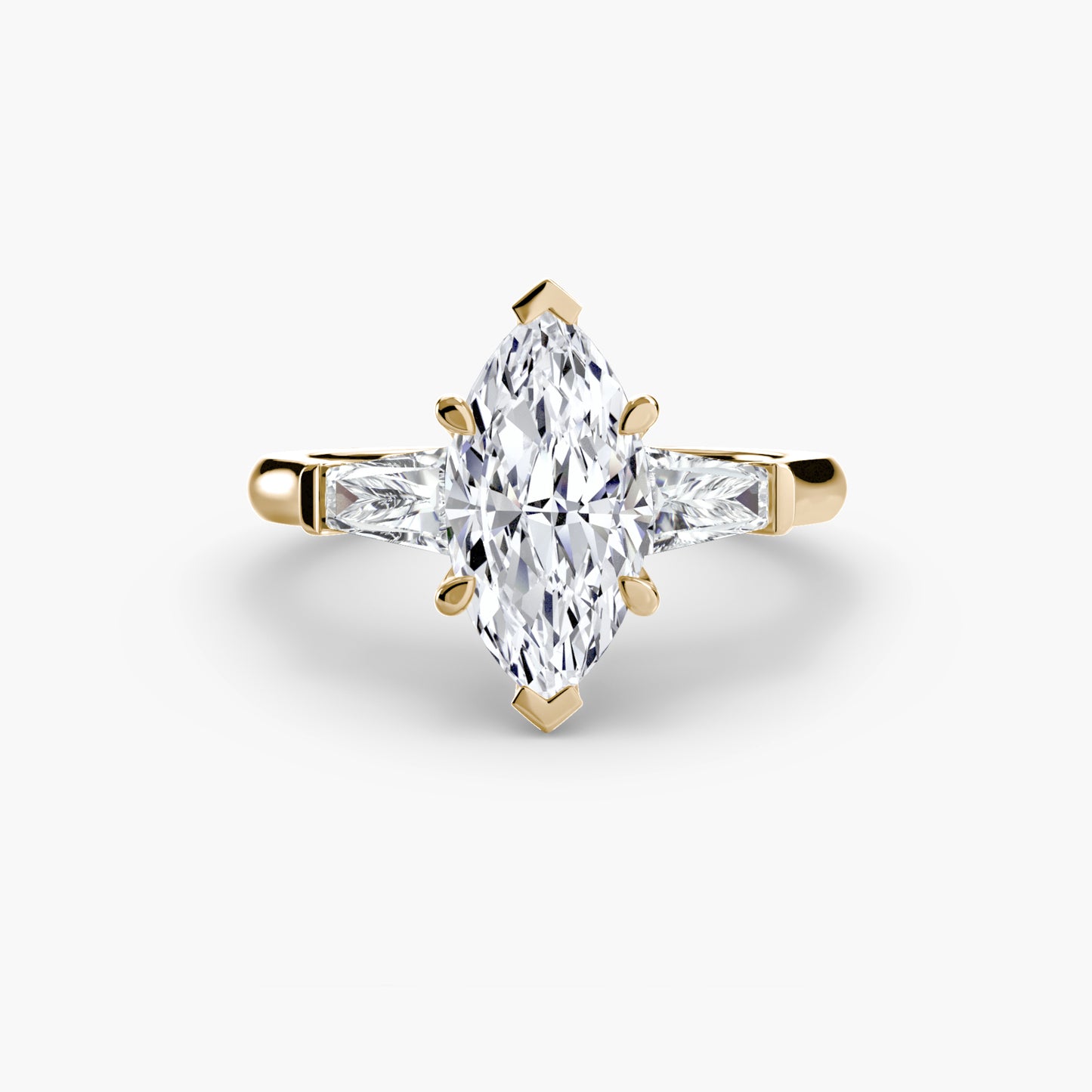 Pierścionek zaręczynowy Three-Stone Ring (Baguette Side Stones) - oprawa
