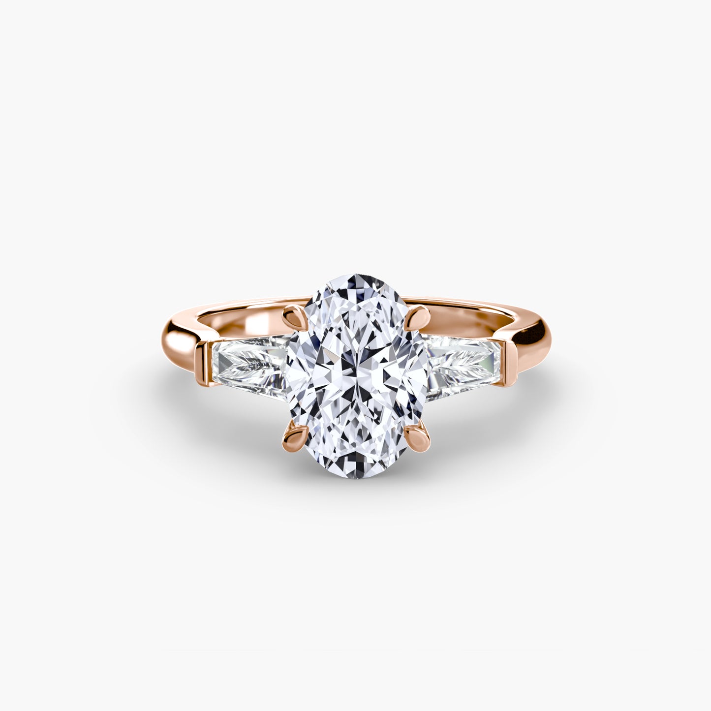 Pierścionek zaręczynowy Three-Stone Ring (Baguette Side Stones) - oprawa