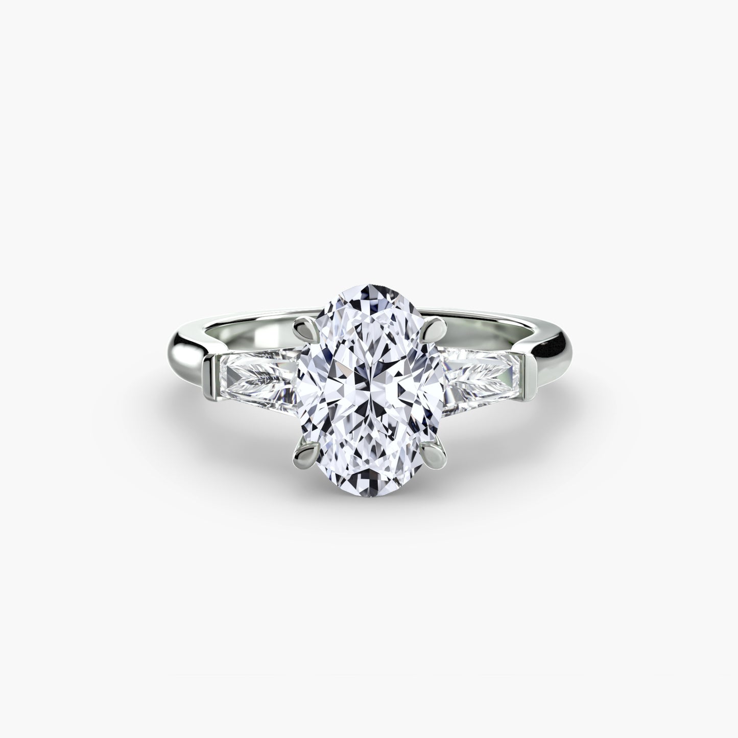 Pierścionek zaręczynowy Three-Stone Ring (Baguette Side Stones) - oprawa