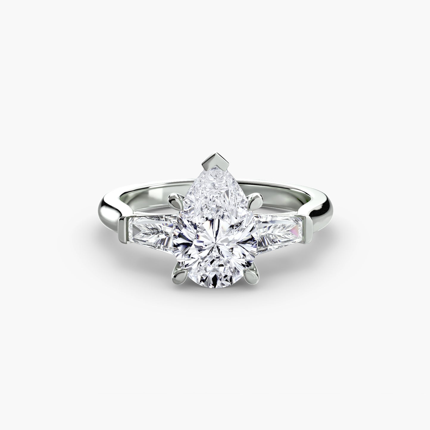 Pierścionek zaręczynowy Three-Stone Ring (Baguette Side Stones) - oprawa