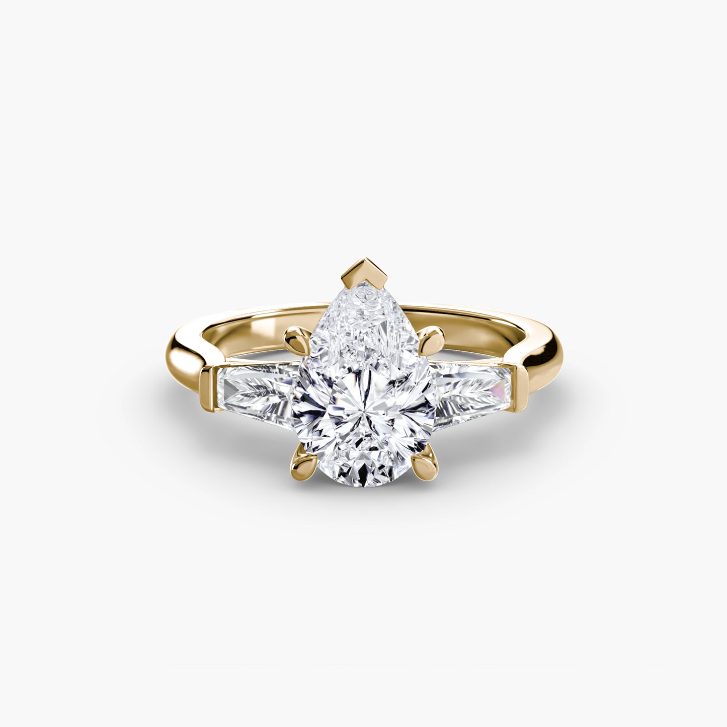 Pierścionek zaręczynowy Three-Stone Ring (Baguette Side Stones) - oprawa