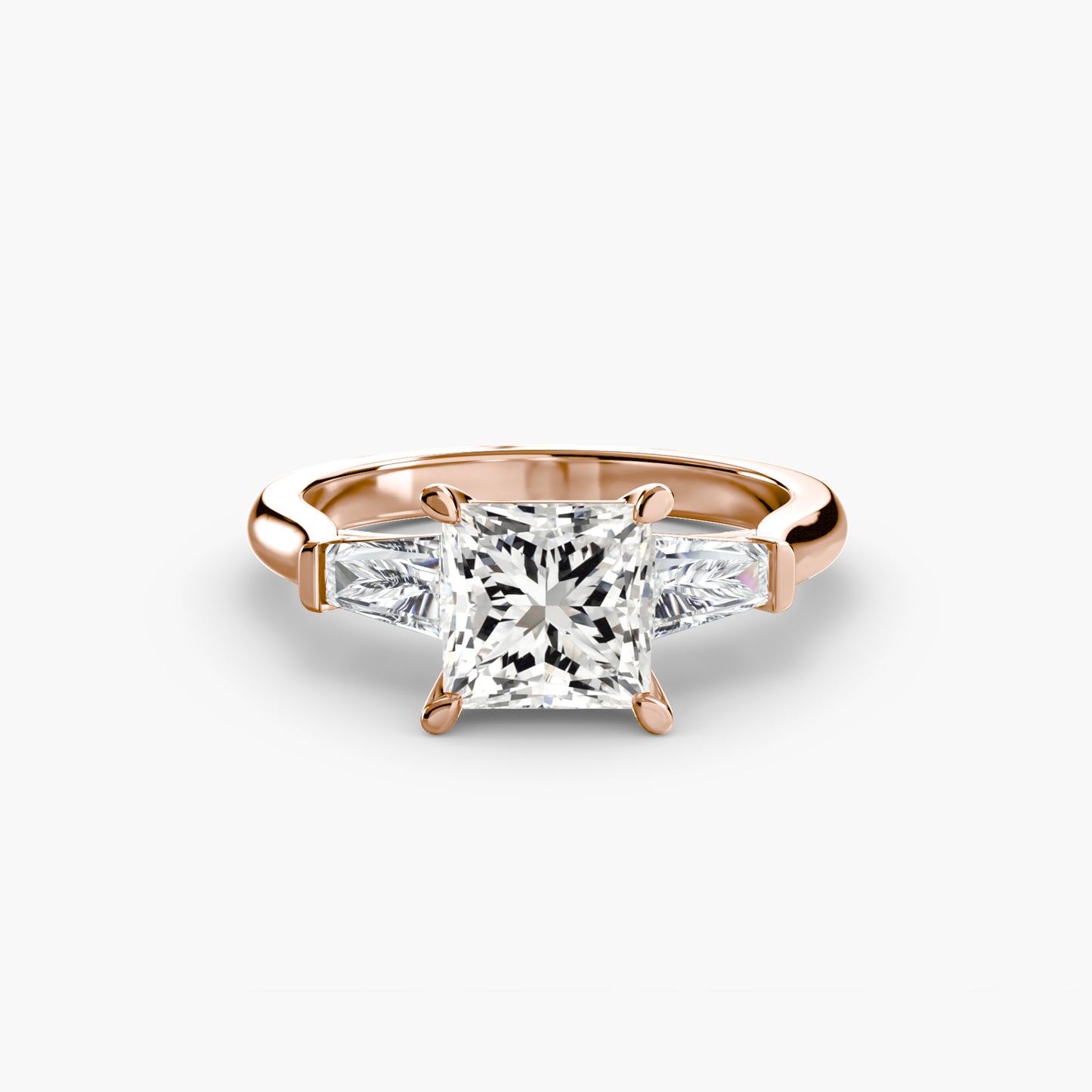 Pierścionek zaręczynowy Three-Stone Ring (Baguette Side Stones) - oprawa