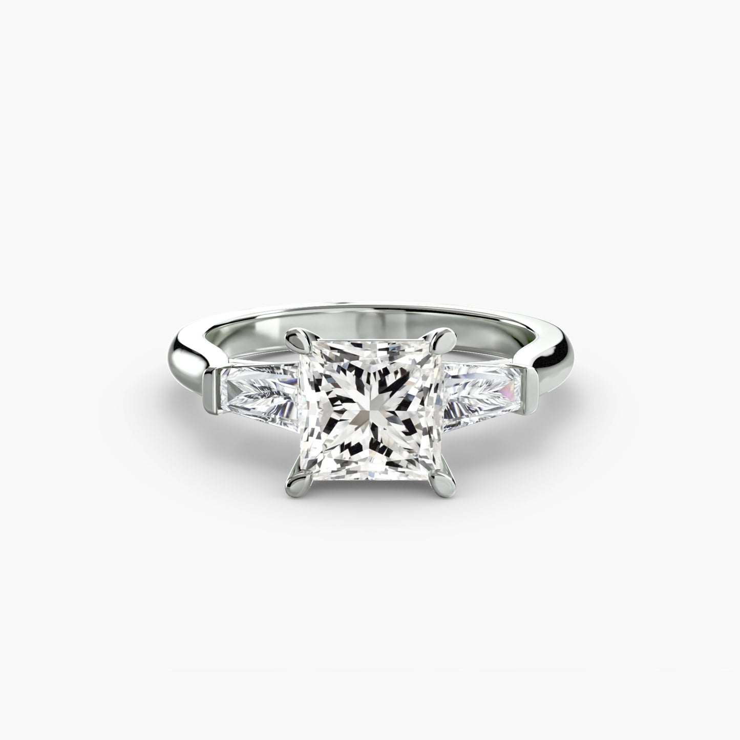 Pierścionek zaręczynowy Three-Stone Ring (Baguette Side Stones) - oprawa