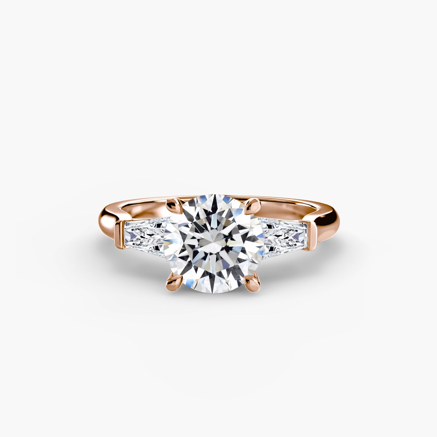 Pierścionek zaręczynowy Three-Stone Ring (Baguette Side Stones) - oprawa
