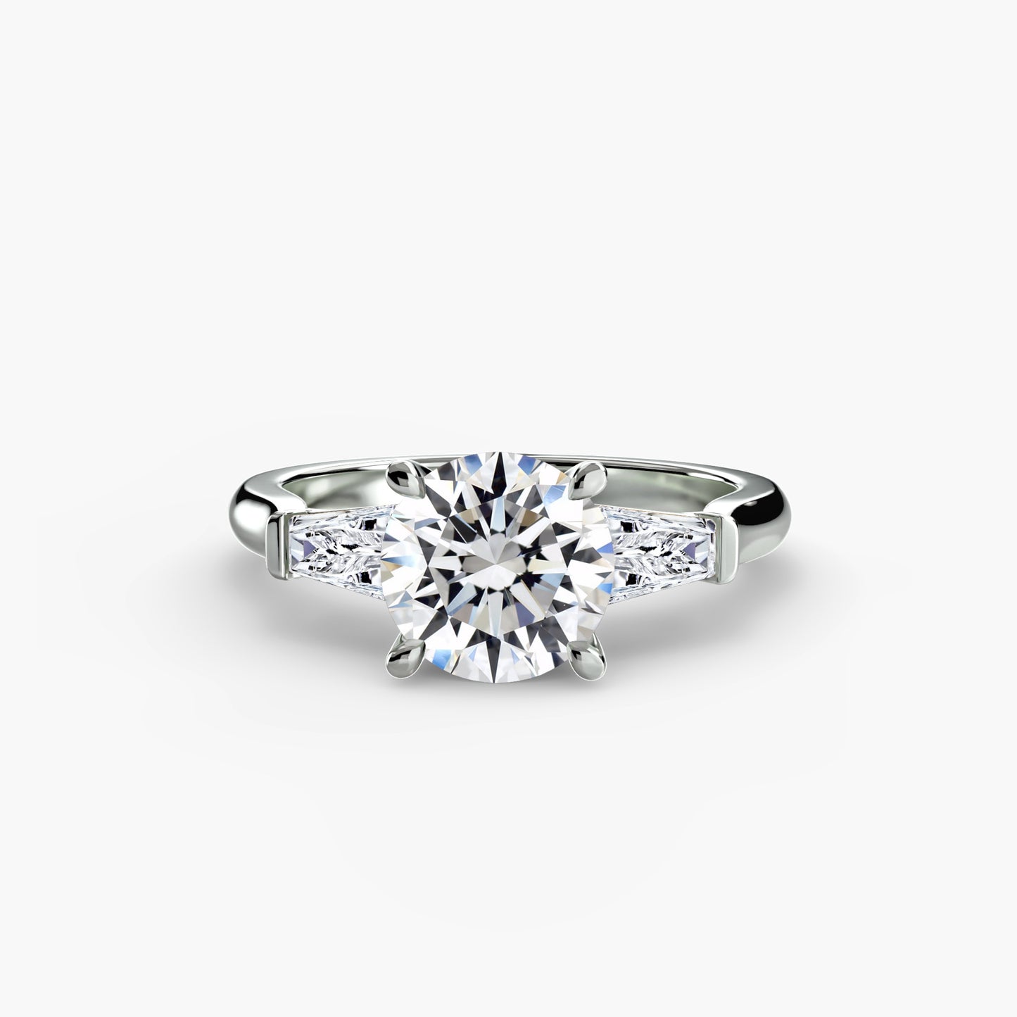 Pierścionek zaręczynowy Three-Stone Ring (Baguette Side Stones) - oprawa