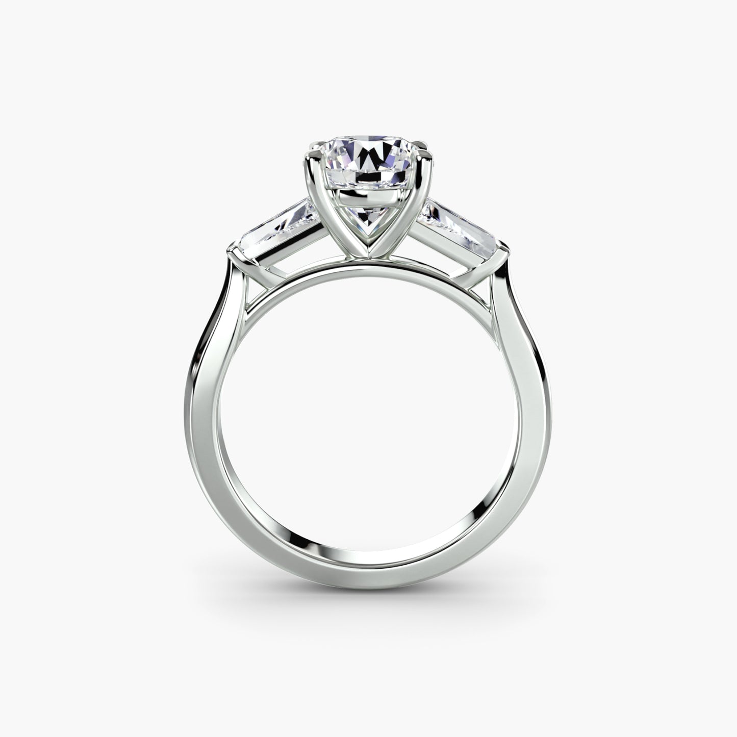 Pierścionek zaręczynowy Three-Stone Ring (Baguette Side Stones) - oprawa