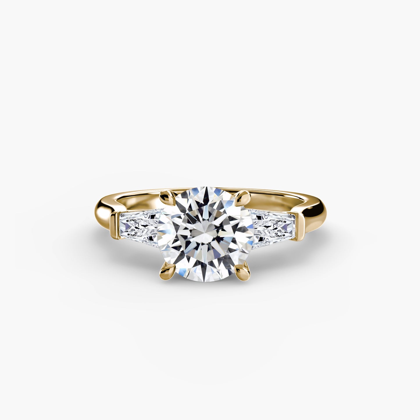 Pierścionek zaręczynowy Three-Stone Ring (Baguette Side Stones) - oprawa