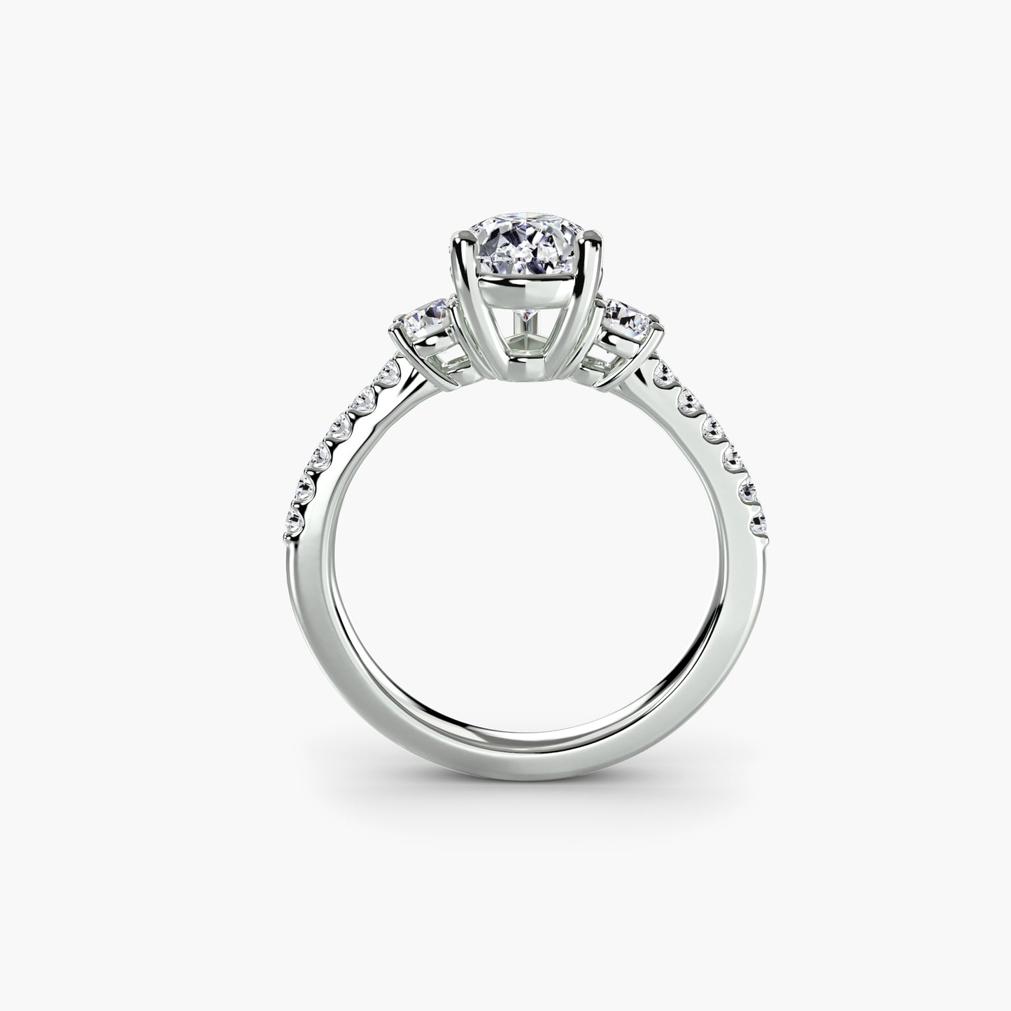 Pierścionek zaręczynowy Three-Stone Ring with Pavé Band 5 - oprawa