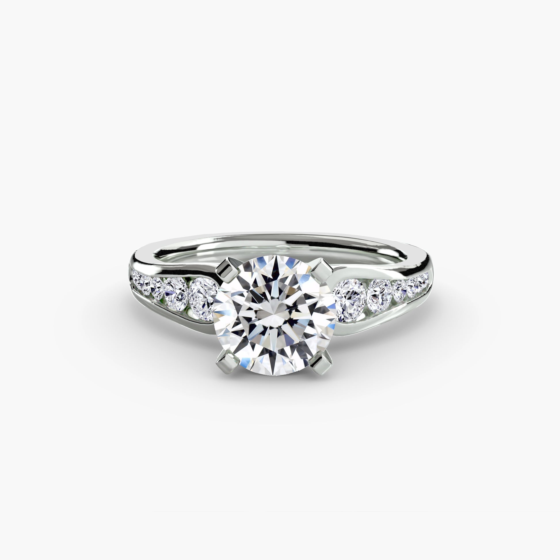 Pierścionek zaręczynowy Solitaire with Pavé 2 – klasyczny solitaire z bardzo subtelną obrączką pavé, 2,3 mm
