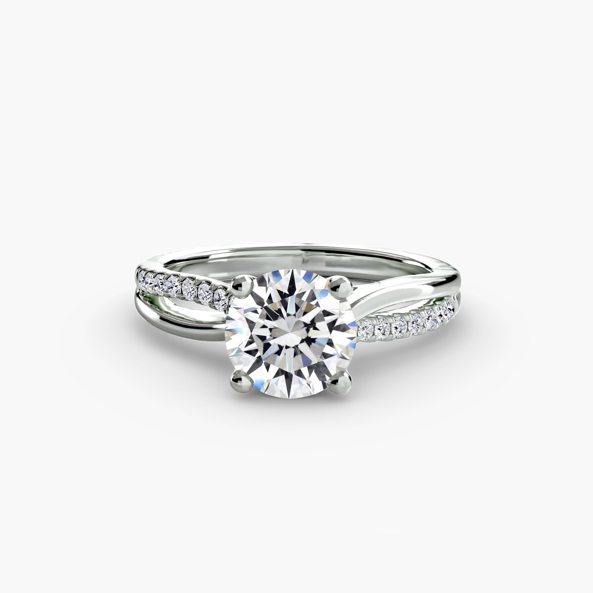 Pierścionek zaręczynowy The Split Shank Pavé Solitaire – rozdzielona obrączka pavé i nowoczesna forma, 2,4 mm