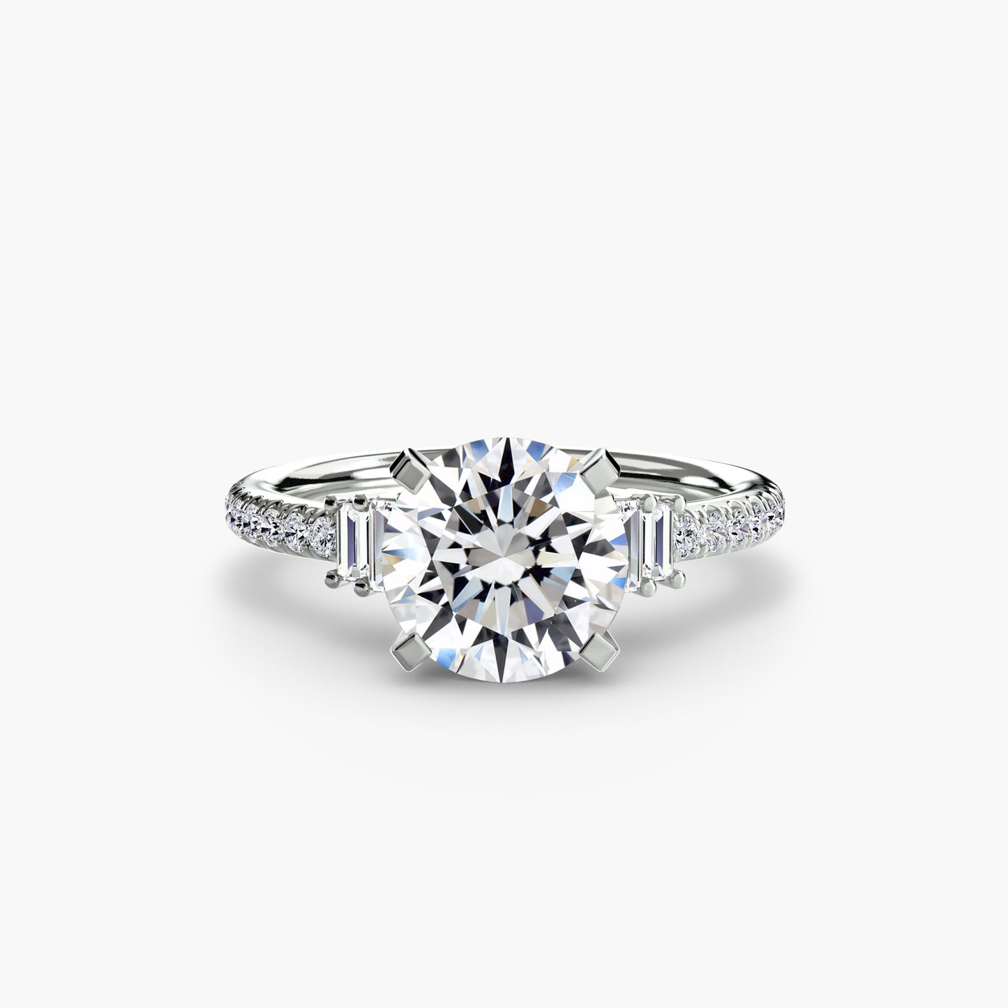 Pierścionek zaręczynowy Solitaire with Pavé 4 – klasyczny solitaire z delikatną obrączką pavé, szerokość 2,4 mm