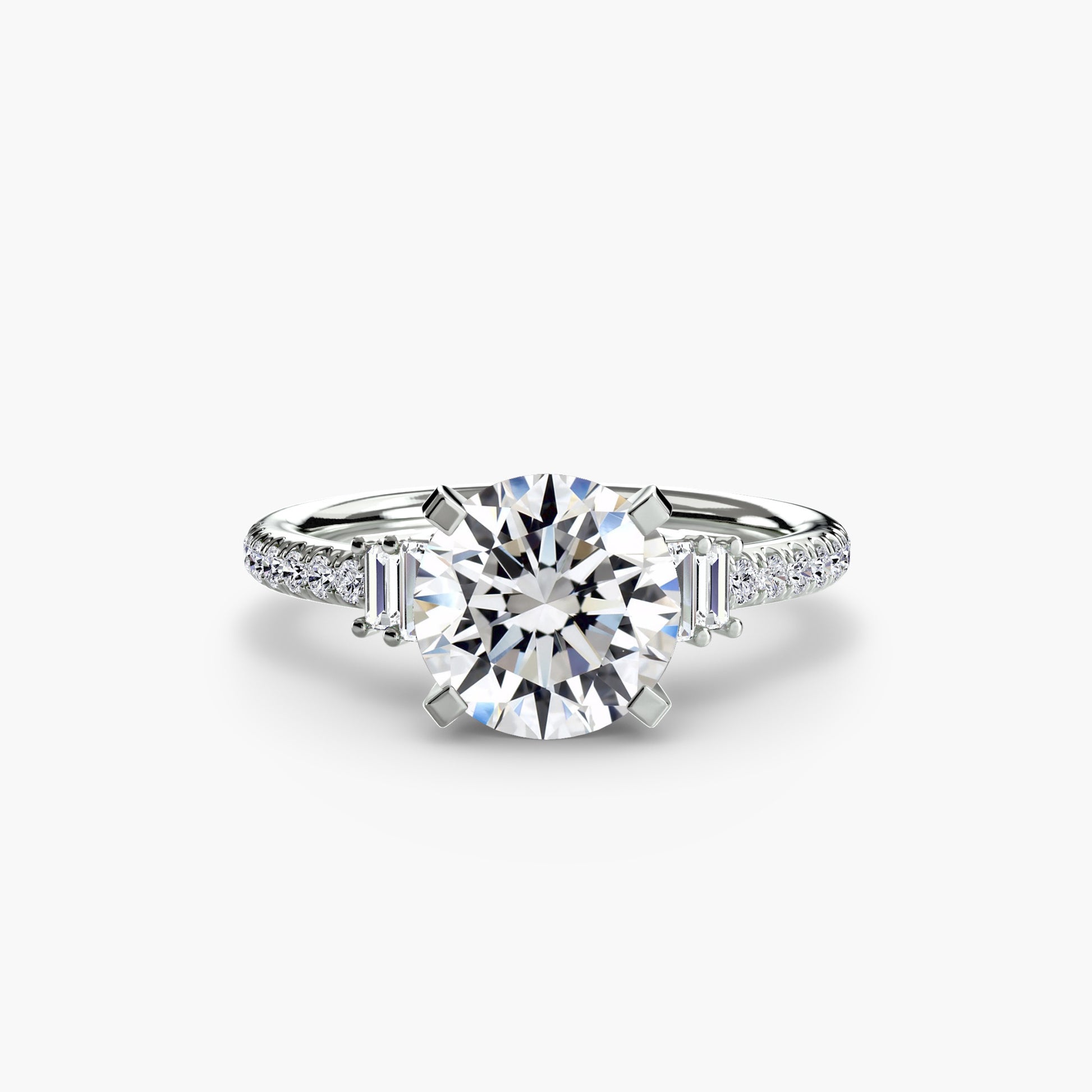 Pierścionek zaręczynowy Solitaire with Pavé 4 – klasyczny solitaire z delikatną obrączką pavé, szerokość 2,4 mm