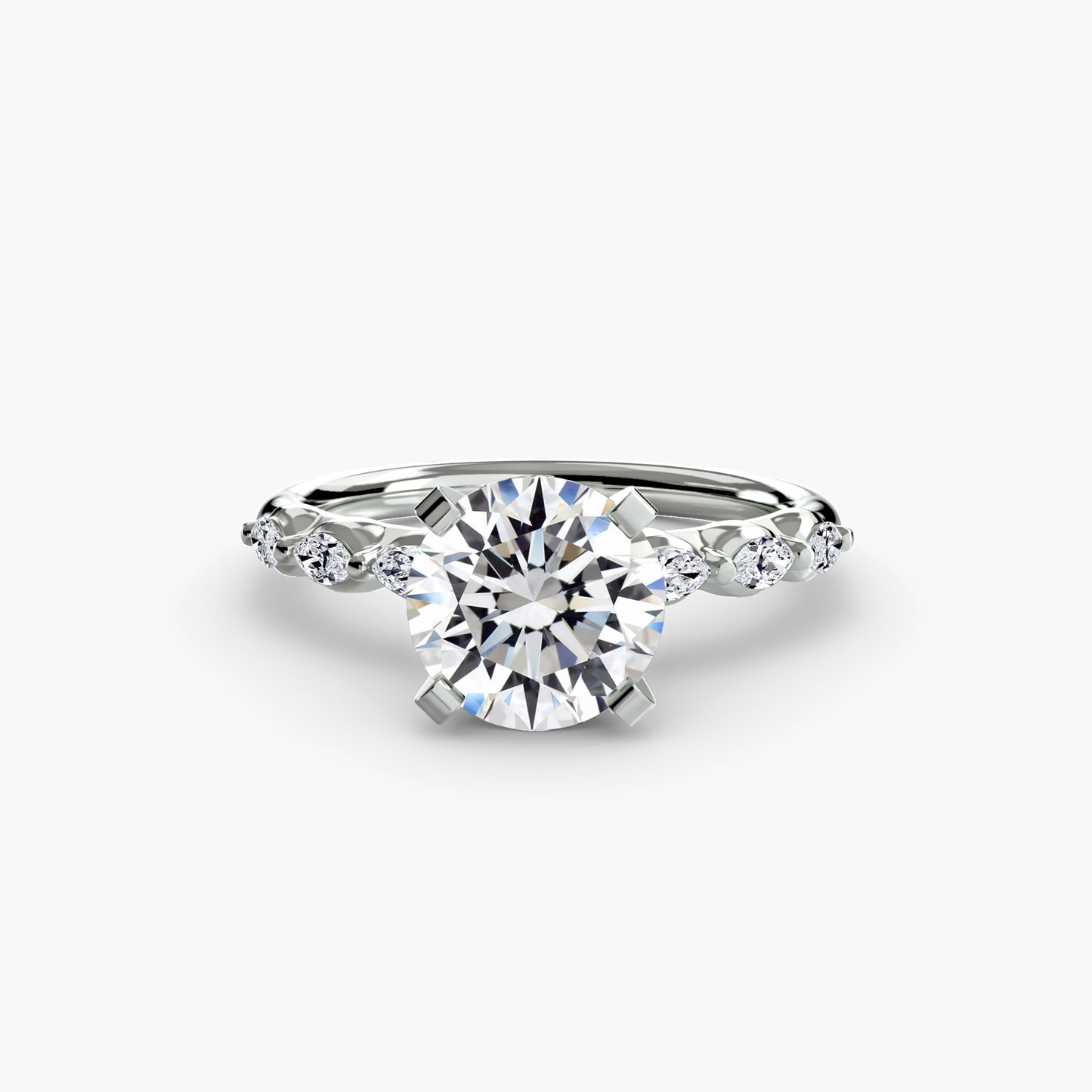 Pierścionek zaręczynowy The Floral Accent Solitaire – delikatne kwiatowe akcenty boczne i elegancka obrączka 2,2 mm