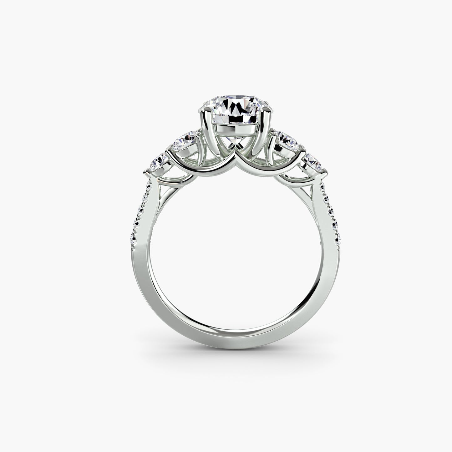 Pierścionek zaręczynowy Five Stone Ring with Pavé Band - oprawa