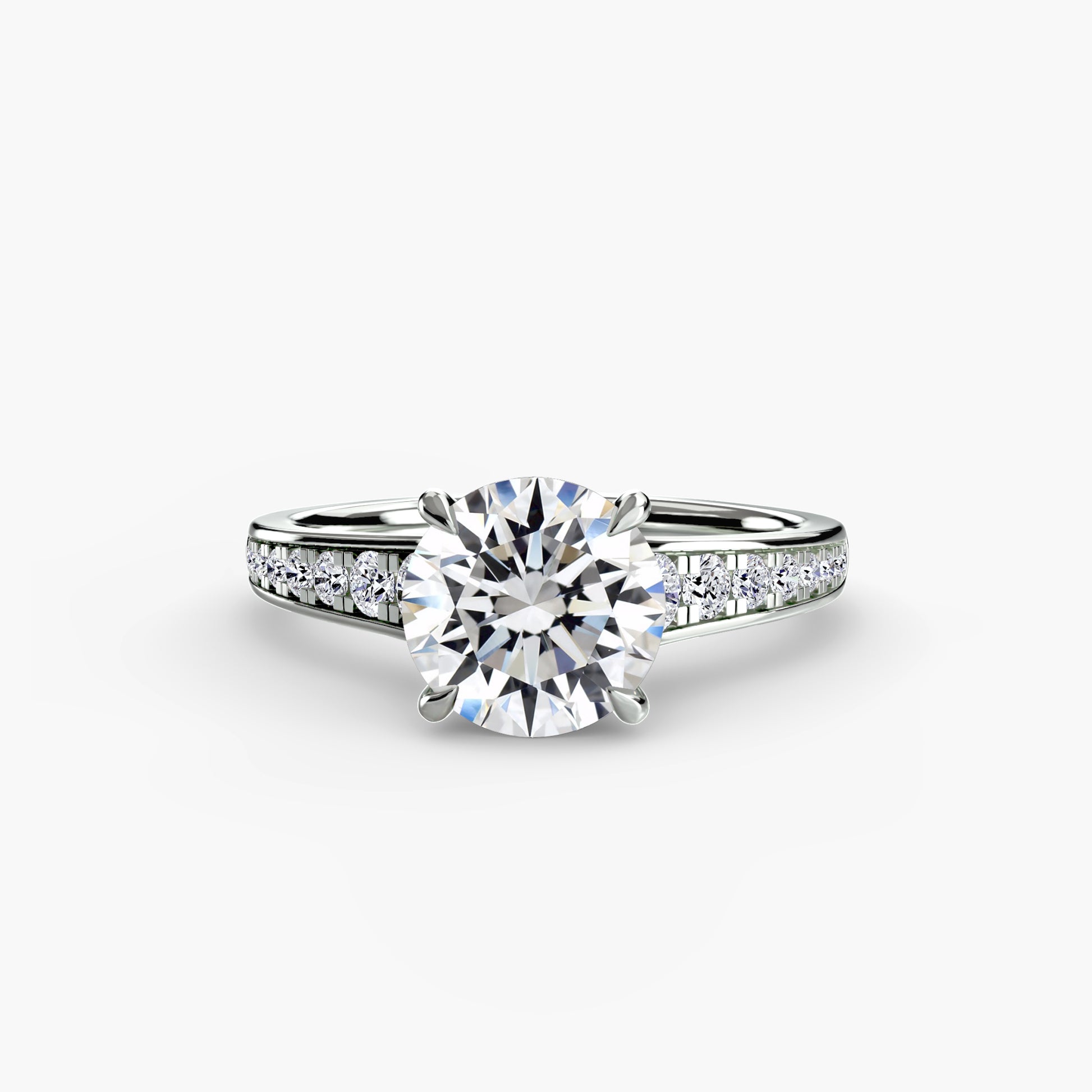 Pierścionek zaręczynowy Solitaire with Pavé 7 – klasyczny solitaire z obrączką pavé, szerokość 2,4 mm