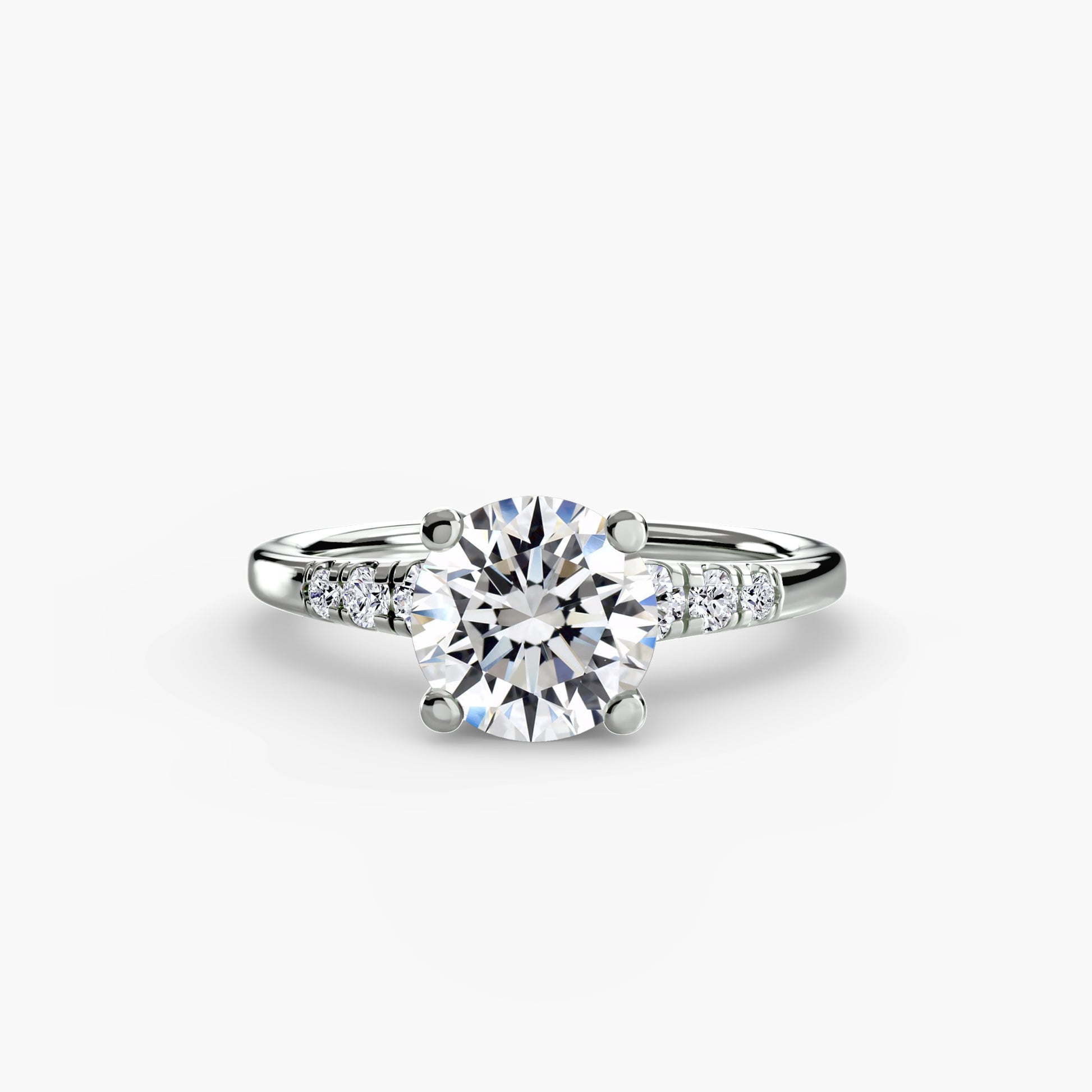 Pierścionek zaręczynowy Solitaire with Shoulder Accents – minimalistyczny solitaire z bocznymi akcentami, obrączka 2,0 mm