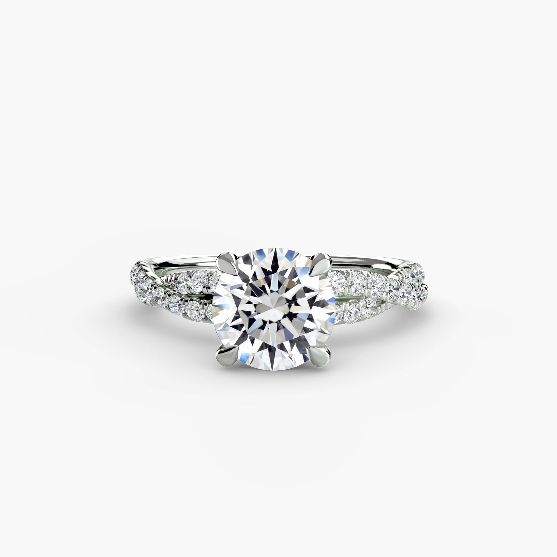 Pierścionek zaręczynowy The Twisted Pavé Solitaire – skręcona obrączka pavé i klasyczna elegancja, 2,2 mm